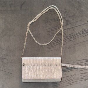 SilverMetallic Clutch with Modern Silhouette